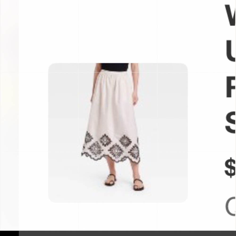Universal Thread Cream Skirt with Black Detailing